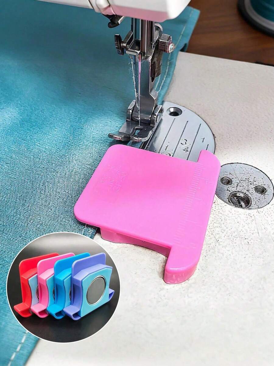 2pcs/Pack Multi-Function Magnetic Sewing Machine Guide, 1pc, With Anti-Curl Guard And Scale Positioner, Plastic Material, New Multi-Function Sewing Machine Tool, Polygonal Strong Magnetic Gauge, Edge Guide Sewing Accessory