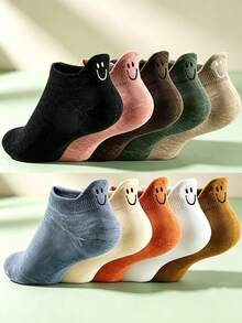10 Pairs Of Multi-Colored Basic Low-Cut Cartoon Socks, Invisible Anti-Slip, Japanese Style, Cute And Versatile, High Elasticity And Durable, Suitabl - Multicolor - View 3