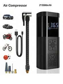 5000A 峰值 12V 便攜式汽車啟動電源,附充氣泵、LED 燈與 USB-C 充電,數位顯示,鋰聚合物電池,適用於汽車、卡車、SUV、摩托車與籃球,便攜式啟動電源 - 空氣壓縮機 - 查看 14