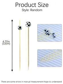100 piezas de palillos de cóctel con forma de balón de fútbol de bambú, adecuados para bodas, cumpleaños, fiestas con tema deportivo, decoración de fiestas de la Copa del Mundo, centro de mesa - multicolor - Ver 7