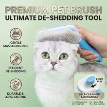 1pc Easy-Clean Pet Grooming Brush With One-Click Self-Cleaning Function, Suitable For Cats And Dogs Shedding, Curved Bristle Design For Gentle Massage, Ideal For Removing Loose Hair, Specially Designed For Pet Grooming - Multicolor - View 5