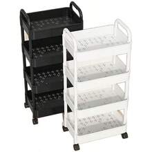 Multifunctional Rolling Storage Cart - Suitable For Kitchen, Living Room And Bedroom - Can Store Stationery, Snacks, Small Items - Durable Plastic Structure, Multifunctional Trolley, Vertical Storage Rack - Multicolor - View 3