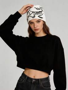 1pc Cute Bird Pattern Unisex Knit Beanie Hat, Autumn/Winter Letter Knitted Cap, Recommended Winter Outfit Accessory & Gift - Multicolor - View 3