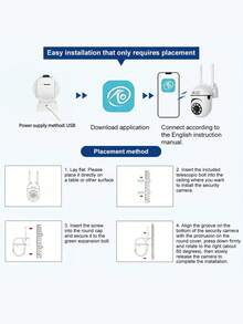 WJG 1or2/4cs 1296P WiFi Surveillance Camera, Intelligent FHD Monitoring, Camera With 360 °/90 ° Pan/Tilt, One Click Voice Call, Two-Way Voice - White - View 11