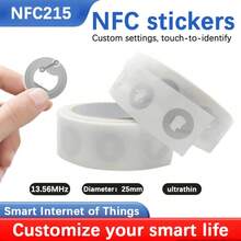 NFC Tag Ntag 215 Sticker, Blank Rewritable PVC NFC Card Round Label 25mm RFID Tag 504 Byte Memory NFC Chip, Compatible With Tagmo And NFC-Enabled Phones And Devices, RFID Sticker - Model 215 - View 1