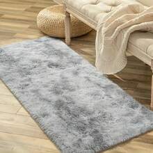 1pc, Tie Dye Pink/Camel/Light Gray Plush Rug Fluffy Area Rug, High Quality Cute Comfortable Warm Plush Area Rug, Interior Decorative Rug, Long Path Rug For Dining Room, Kitchen, Hallway, Bedside, Bedroom And Living Room - Light Grey - View 12