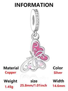 1pc Sweet Girl Colorful Oil Drop Butterfly Pendant Silver Jewelry Beaded Hollow Celtic Knot Rhinestone Glitter Gradient Blue Pink Butterfly Charm Handmade DIY Bracelet Loose Beads Romantic Gift For Girlfriend Best Friend Birthday Anniversary - Multicolor - View 13