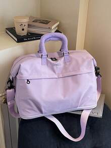 Korean Style Casual Large Capacity Colorblock Dopamine Water-Resistant Minimalist Durable Travel Bag With Luggage Strap Sleeve, Adjustable Wide Long Shoulder Strap, Expandable, Business Trip Short Trip Bag, One Shoulder Crossbody Gym Yoga Bag, Student Dorm Shopping Grocery Mommy Maternity Storage Bag, Fresh Sweet Feminine Versatile Portable Women's Travel Bag - Multicolor - View 17