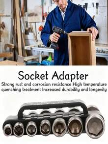 Set Adaptor Soket Heksagonal 1/4" 14 buah, Kit Mata Bor Kunci Mur Elektrik Metrik 5-12mm & Imperial 3/16"-7/16", Kompatibel dengan Mata Bor Soket Heksagonal Bor Listrik dan Obeng Impak, Set Alat Manual untuk Perbaikan Rumah, Otomotif, dan Pelepasan Pengencang Mekanik - set 14 buah - View 5