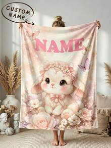 1pc Customized Name Bed Blanket, Personalized Name Bed Throw, Personalized Throw Blanket, Cute Blanket, Best K Blanket, Comfortable Blanket, Home Gift, Birthday Gift, Christmas Gift, Personalized Gift, Gift For Son/Daughter, Gift For Friends - Style 2 - View 1