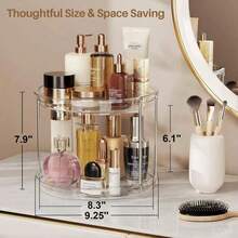 1 pieza Organizador de cosméticos de escritorio transparente con rotación de 360° y gran capacidad, estante de almacenamiento de cocina, estante de almacenamiento multifuncional, organizador de cosméticos como regalo del Día de San Valentín, organizador de cuidado de la piel, almacenamiento multifuncional - A - Ver 5