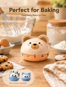 1pc Mechanical Kitchen Timer, No Battery, Colorful Animal Face Design And Dome-Shaped Body. Manually Rotatable ABS Timer Has A 55-Minute Countdown Function, Making It Ideal For Use In The Kitchen, For Studying, And For Back-To-School Season. - Multicolor - View 9