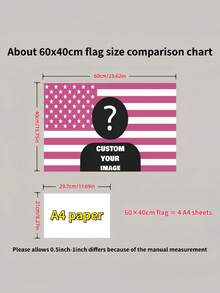 1pc Customized American Flag - Add Your Own Image And Text - Face Cutout - Suitable For Birthday, Wedding, Party, Father's Day, Mother's Day, Valentine's Day, Home Decor - Also For Customized Tapestry, Garden Flag, Customized Banner - Pink America Flag - View 9