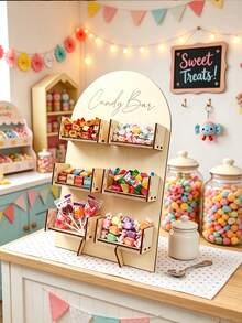 1 Set Arched Wooden Candy Storage Rack, Non-Food Contact, Multi-Layer Snack Candy Chocolate Display Stand, Storage Box, Birthday Party Tabletop Centerpiece Decoration, Suitable For Halloween Party, Christmas Party, Back To School Season, Wedding Bridal Party Tabletop Decoration, Anniversary Party Decoration Stand, For Storage Only; Not For Food Contact. - Multicolor - View 7