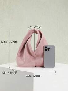 Elegant Women's HandBag With Soft Touch Material, Featuring Artistic Folded Design Fashion For Daily, Office And Weekend Looks - Pink - View 6