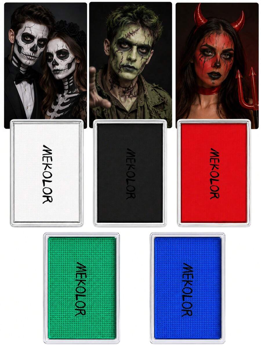 Solid Color Face & Body Paint, Quick Drying & Easy Wash Face & Full Body Graffiti Paint, Water-Soluble Pigment, Black, White, Red, Suitable For Halloween, Cosplay, Stage Plays - Multicolor - View 1
