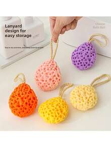 1pc Honeycomb Super Soft Bath Sponge, Unisex, Gentle Design, Easy To Use, Durable Material, Bathing Essential, Perfect Gift For Self-Care Enthusiasts - Multicolor - View 3