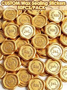50pcs Flower Shaped Wax Seal Stickers, Customizable Logo Wax Seal Stickers, Handmade Wax Seal Stickers Suitable For Wedding Invitations, Self-Adhesive Envelope Wax Seal Stickers, Stickers For Laptop - Flower - View 2