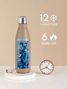 Meoky 17oz/500ml Frosted Stainless Steel Sports Flask – Cola-Shaped Insulated Water Bottle, Double-Wall Leak-Proof Metal Bottle, Keeps Drinks Cold & Hot, Reusable Water Bottle For School, Gym, Travel & Sports - Brown - View 3