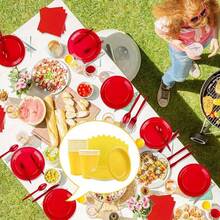 60 Yellow Paper Cups, Suitable For Parties, Hot And Cold Drinks Like Tea And Coffee. These Solid Color Cups Are Perfect For Birthdays, BBQs, Picnics, Weddings, Projects And Christmas Celebrations - Yellow - View 3