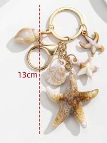 1 Set 4pcs Unisex Dual-Color Acrylic Conch Shell, Cloud, Small Shell, Starfish Keychain Pendant Summer Beach Series Gift For Friends Key Chain - Multicolor - View 3