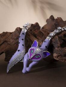 1pc Niche Personalized Enamel Rhinestone Fox Collarbone Necklace For Women, Eye-Catching Accessory For Daily Commute And Dating - Multicolor - View 11