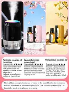 Portable 200ml Mini Cold Mist Aromatherapy Humidifier Set, Suitable For Car/Home, USB Powered, 3 Colors Optional, With Color-Changing LED Night Light, Ultra-Quiet Operation, Auto Shut-Off, Includes 6 Essential Oils, Ideal Gift Choice - A - View 28
