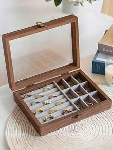 3-Layer Large Capacity Wooden Jewelry Storage Box With Lock, Portable Jewelry Box, Jewelry Storage Box With Drawers For Vanity - Multicolor - View 8