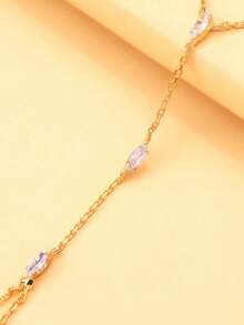 1pc Rhinestone Multi-Layer Finger Chain, Women's Fashion Bracelet, Suitable For Daily Wear And Party, Minimalist Unique Accessory - Gold - View 2
