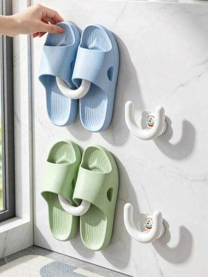 Wall-Mounted Slippers Rack For Bathroom, No-Drill U-Shaped Shoe Storage Shelf, Multi-Function Bathroom Organizer For Shower Room