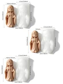 3pcs Cute Cartoon Virgin Mary 3D Silicone Candle Mold, Soft Silicone Material Easy Demolding, Suitable For Soy Wax, Plaster, Handmade Soap, Resin DIY, Perfect For Prayer Memorial Decor, Home Decoration, Healing Gift, Handmade Aromatherapy Shape Mold - Virgin Mary - View 8