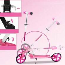 Foldable Outdoor Small Scooter, Adjustable Handlebars & Mudguards, 80kg Max Load, Smooth Ride For Daily Outdoor Activities, Great Gift For Outdoor Enthusiasts & Casual Riders - Pink - View 7