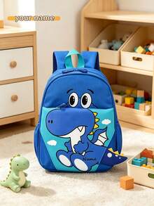 1pc Personalized Back To School Cute Dinosaur Backpack, Zipper Closure Nylon Material, Adjustable Shoulder Straps, Hand-Carry, Suitable For School, Shopping, Daily Outings, Outdoor Trips. Birthday Gift. - Multicolor - View 11