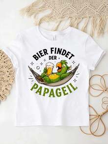 T-shirt oversize retrò Y2K per uomo e donna - Stampa pappagallo e birra, vestibilità ampia, adatta per tutto l'anno, lavabile in lavatrice, Ur Clothing - Indietro - Visualizzare 9
