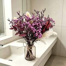6Pcs Mini Dried Flower Bouquets Natural Dried Flowers For Vase Table Centerpieces DIY Crafts Home Wedding Decor - Red - View 5