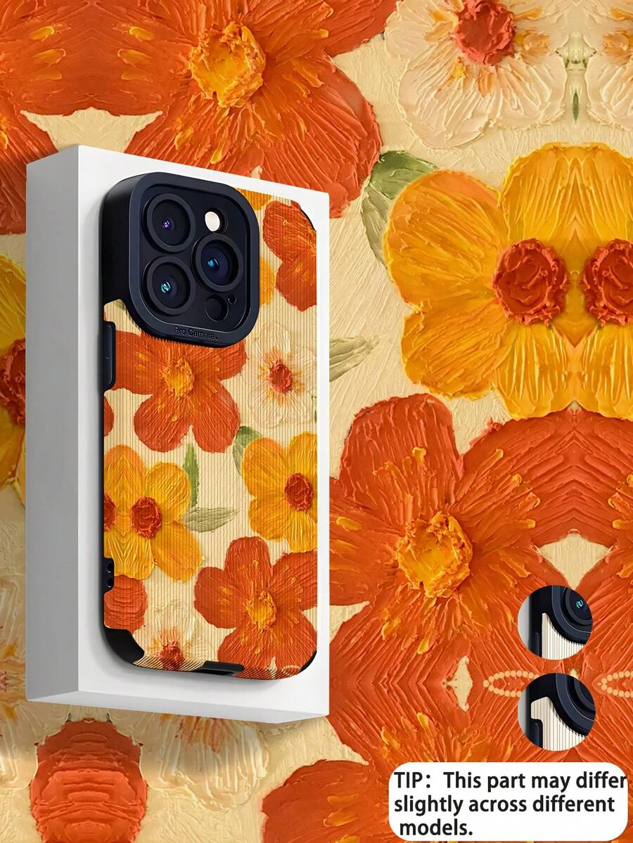 1件花卉圖案柔軟手機殼,兼容 Apple 及多款機型 - 彩色 - 查看 1