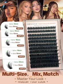 C/D Curl 204pcs Manga Style Spiky Lightweight Cluster False Eyelashes, Fluffy Anime Style Reusable Faux Mink Fairy Single Cluster Eyelash Extensions - 黑色 - 查看 5