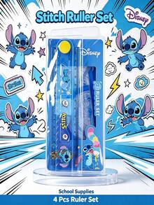 1Set Disney Officially Licensed Lilo And Stitch Themed Ruler Set Cute Cartoon Character Design Transparent Plastic Straight And Triangle Rulers For Sc - Multicolor - View 8