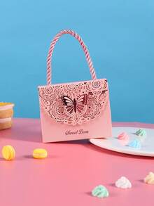 30/20/10pcs Butterfly Hollow Mini Gift Boxes With Handle - Pink - View 8