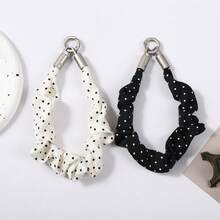 1pc Polka Dot Scrunchie Phone Lanyard With Metal Clasp, Fashionable Wrist Strap For Bags & Mobile Phones - Multicolor - View 8