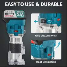 JSD-HOPE 21V Cordless Lithium Wood Router, 4.0Ah Li-Ion Battery, 30, 000 Max RPM, 1-6 VariableSpeeds, Brushless Motor For Woodworking EdgeTrimming, Grooving & DIY Projects - US A Type Plug(110-127V) - View 7