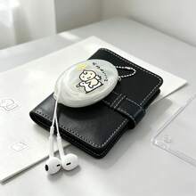 Cute Cartoon Baby Print Oval Transparent Coin Purse, Portable Mini Earphone Storage Box With Metal Bead Chain Keychain, Can Hold Coins, Earphones And Other Small Accessories - A - View 2