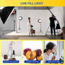 Professional LED Photography Spotlight (160cm, With Adjustable Tripod) And Portable Square Fill Light (With Diffuser), Suitable For Photography, Live Streaming And Meetings; Provides Powerful Lighting, Ideal For Parties, Selfies, Video Recording And Zoom Calls; No Battery Required, Suitable For Photography And Vlogging, Includes Stand - Black - View 6