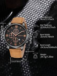 4pcs Men's Quartz Watch Mixed Set, Business Casual Minimalist Dial With Date Function, Suitable For Daily Wear, Decoration Or Father's Day, Thanksgiving And Other Holiday Gifts For Friends And Father - Multicolor - View 10