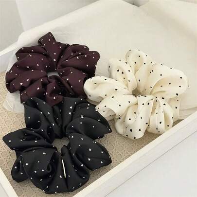 3PCS/1PC Korean Style Fashion Minimalist Heart Satin Scrunchies, Premium Versatile Hair Ties, Elegant Ponytail Hair Bands