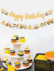 1件裝工程車主題生日派對橫幅，工程車生日派對背景裝飾，工程主題生日派對裝飾，工程車派對背景懸掛橫幅，生日裝飾，居家裝飾，房間裝飾，牆面裝飾，生日派對用品，生日禮物，派對小禮物 - 工程車 - 查看 10