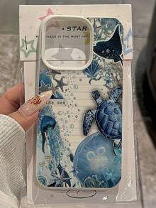 1件 白色泡泡海龜水母極簡風全包覆 TPU 防震手機殼，適用於 Apple 17 16 15 14 13 12 11 Pro Max Air 及系列 - 彩色 - 查看 2