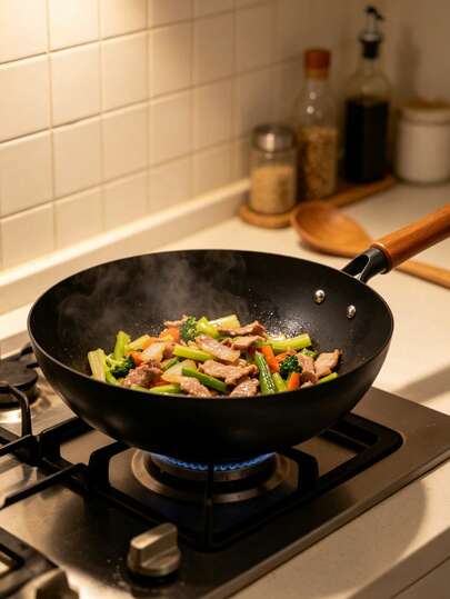 This Wok Conducts Heat Evenly, Comes With A Comfortable Grip Handle, And Is Compatible With Various Stoves. Its Deep Pot Body Makes Stir-Frying Easy, Making It Extremely Practical For Daily Cooking.