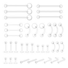 36Pcs/Set Clear Piercing Jewelry Plastic Earrings Nose Rings Studs Septum Belly Button Ring Piercing Retainers For Surgery Work Sports Back To School - Clear - View 11