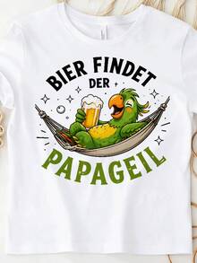 T-shirt oversize retrò Y2K per uomo e donna - Stampa pappagallo e birra, vestibilità ampia, adatta per tutto l'anno, lavabile in lavatrice, Ur Clothing - Indietro - Visualizzare 11
